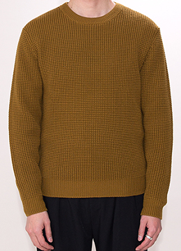 [Micron18.0 wool 100%] 7G waffle sweater - 4 color
